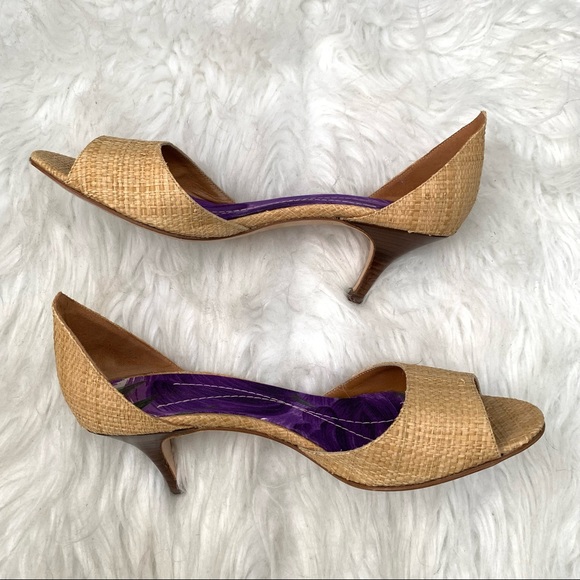 Kate Spade Eden Raffia Peep Toe Heels - Picture 3 of 9